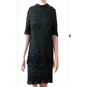 Brilliante vintage bead and sequin silk dress XL